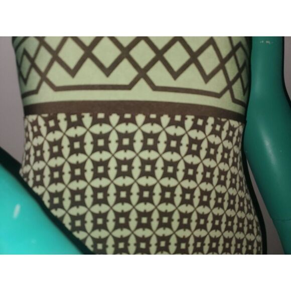 Maggy London Geometric Brown and Green Print Dress Size  2P - Picture 4 of 6